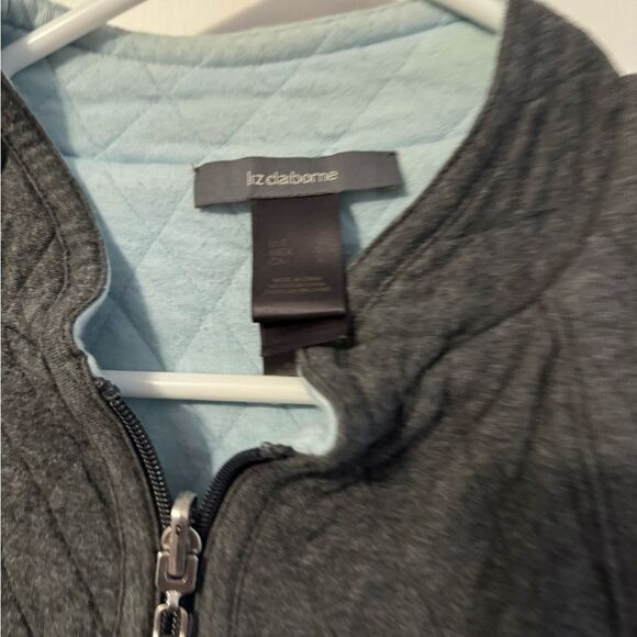 Adorable Trendy Liz Claiborne Zip Vest Gray with blue interior. Light yet cozy. - Picture 4 of 9